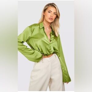 Rachel Zoe Satin Drape Front Shirt | NWT